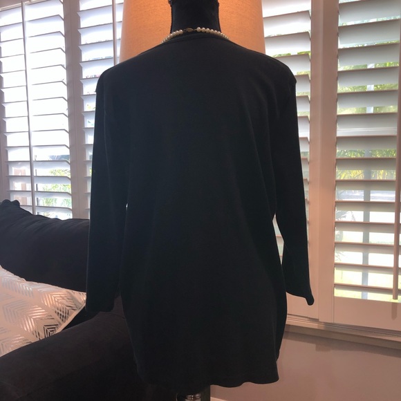 Black pull on 3/4 sleeve top - Picture 2 of 4